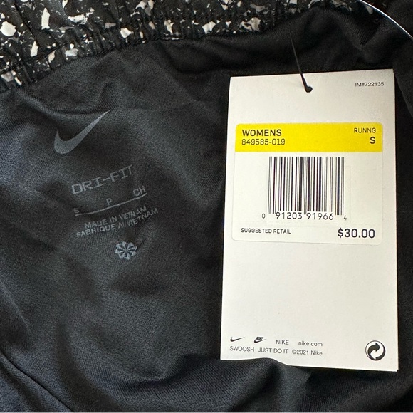 NWT Nike Black White Women’s Dri-FIT Elastic Waist Athletic Shorts Size S - Picture 6 of 9